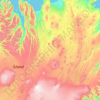 Topografische Karte Þingeyjarsveit, Höhe, Relief