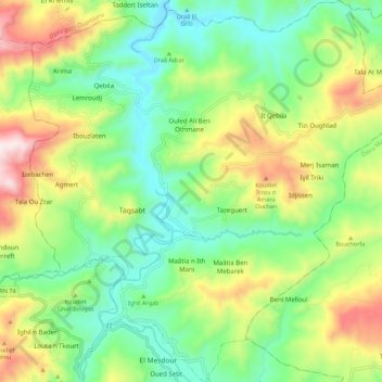 Topografische Karte Draa Kebila, Höhe, Relief