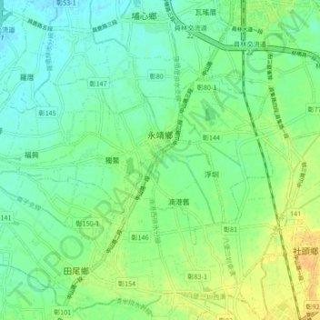 Topografische Karte 永靖鄉, Höhe, Relief