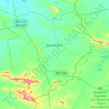 Topografische Karte Ipaumirim, Höhe, Relief