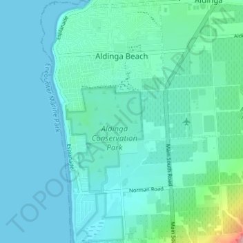 Topografische Karte Aldinga Beach, Höhe, Relief