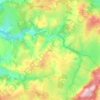 Topografische Karte Curan, Höhe, Relief