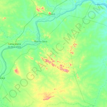 Topografische Karte Riacho Seco, Höhe, Relief