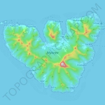 Topografische Karte Mo’orea, Höhe, Relief