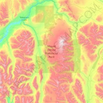 Topografische Karte Mount Edziza Provincial Park, Höhe, Relief