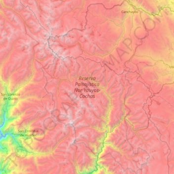 Topografische Karte Reserva Paisajística Nor Yauyos-Cochas, Höhe, Relief