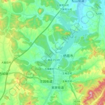 Topografische Karte Zhuangyuan, Höhe, Relief