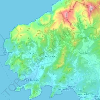 Topografische Karte Andrach, Höhe, Relief