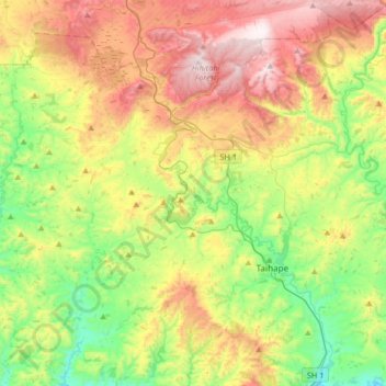 Topografische Karte Hautapu River, Höhe, Relief