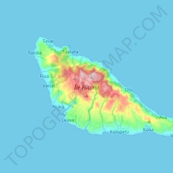 Topografische Karte Île Futuna, Höhe, Relief