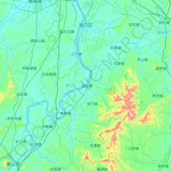 Topografische Karte Lukou District, Höhe, Relief