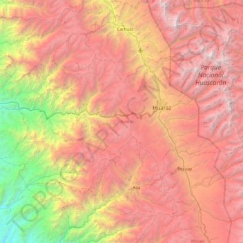 Topografische Karte Huaraz, Höhe, Relief