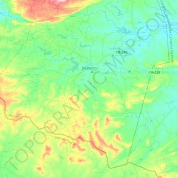 Topografische Karte Desterro, Höhe, Relief