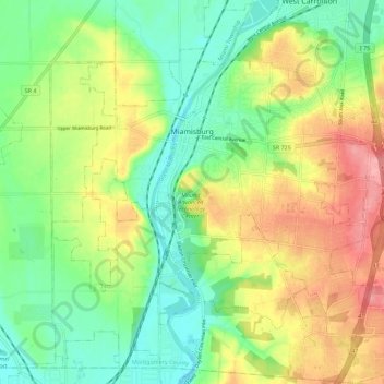 Topografische Karte Miamisburg, Höhe, Relief