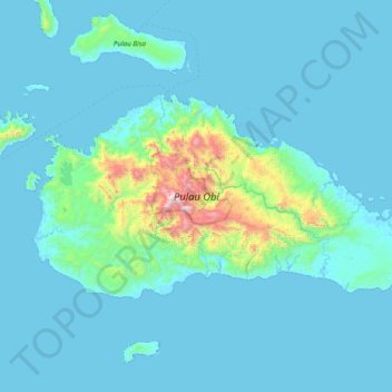 Topografische Karte Isla de Obira, Höhe, Relief