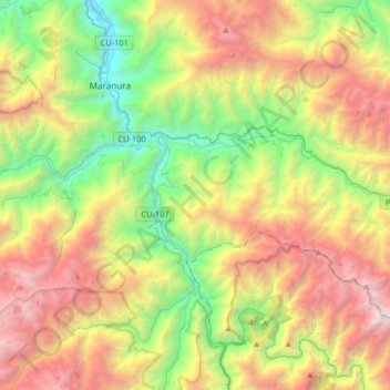 Topografische Karte Huayopata, Höhe, Relief