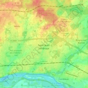 Topografische Karte Saint-Jean-de-Braye, Höhe, Relief