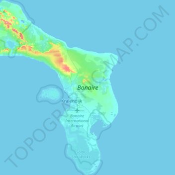 Topografische Karte Bonaire, Höhe, Relief