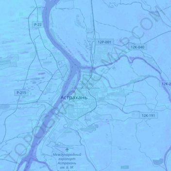 Topografische Karte городской округ Астрахань, Höhe, Relief