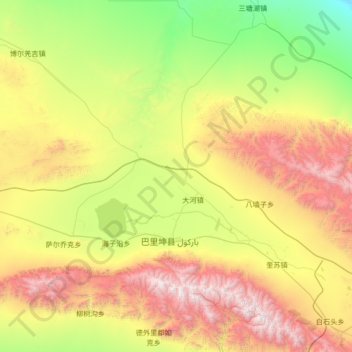 Topografische Karte 兵团红山农场, Höhe, Relief