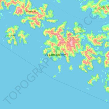 Topografische Karte Isla Londonderry, Höhe, Relief