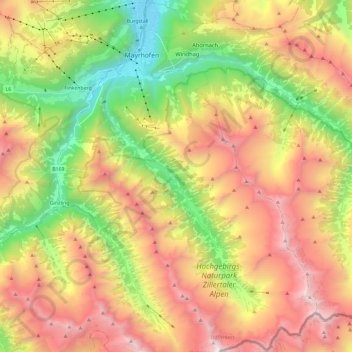 Topografische Karte 6290, Höhe, Relief