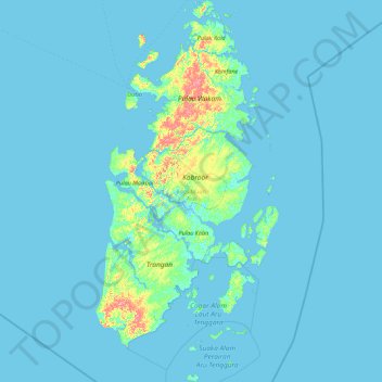 Topografische Karte Kepulauan Aru, Höhe, Relief
