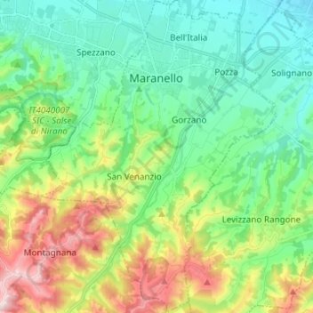 Topografische Karte Maranello, Höhe, Relief