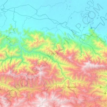 Topografische Karte Tolikara, Höhe, Relief