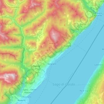 Topografische Karte Gargnano, Höhe, Relief