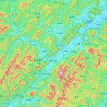 Topografische Karte Tonglu County, Höhe, Relief