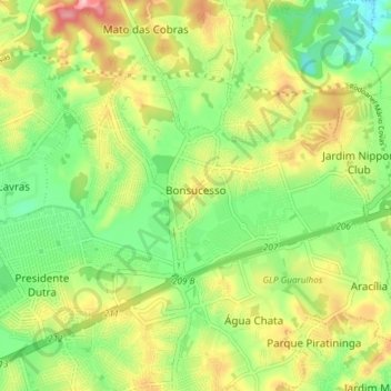 Topografische Karte Bonsucesso, Höhe, Relief