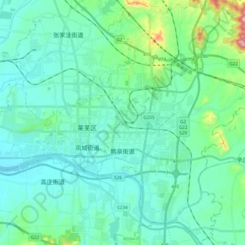 Topografische Karte 鹏泉街道, Höhe, Relief