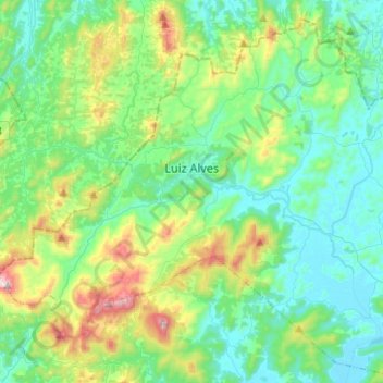 Topografische Karte Luiz Alves, Höhe, Relief