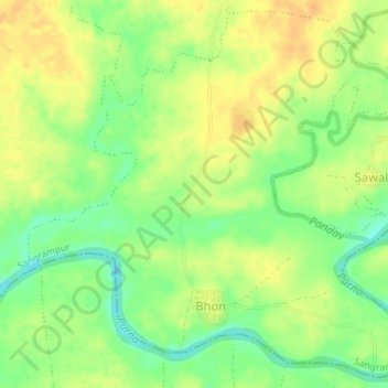 Topografische Karte Bhon, Höhe, Relief