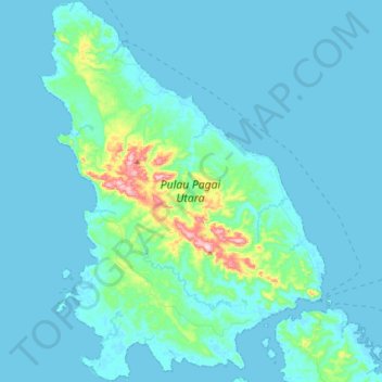 Topografische Karte Pulau Pagai Utara, Höhe, Relief
