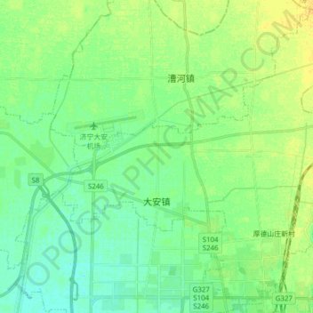 Topografische Karte 大安镇, Höhe, Relief