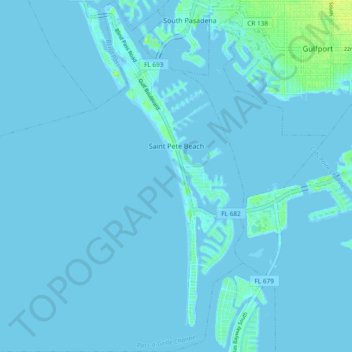 Topografische Karte St. Pete Beach, Höhe, Relief
