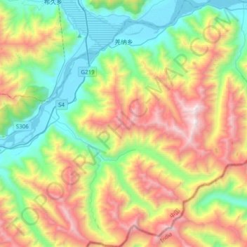 Topografische Karte Qanag, Höhe, Relief