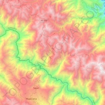 Topografische Karte Chungui, Höhe, Relief