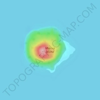 Topografische Karte Mokoia Island, Höhe, Relief