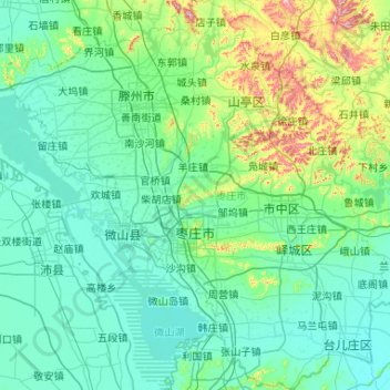 Topografische Karte Zaozhuang City, Höhe, Relief