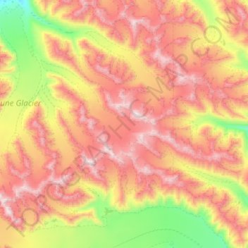 Topografische Karte Kaskawulsh Glacier, Höhe, Relief