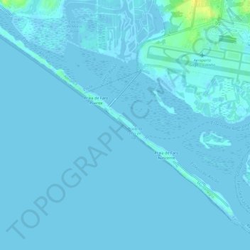 Topografische Karte Praia da Ilha de Faro, Höhe, Relief
