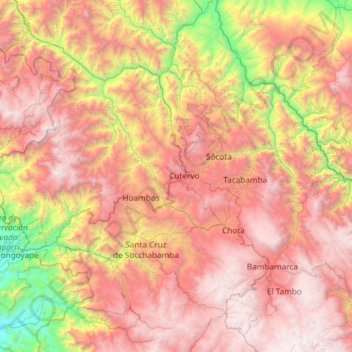 Topografische Karte Chota, Höhe, Relief
