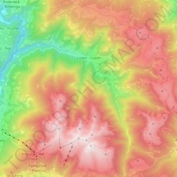 Topografische Karte Lüsen - Luson, Höhe, Relief