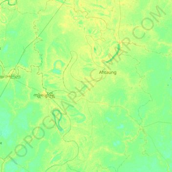 Topografische Karte Kyonpyaw, Höhe, Relief
