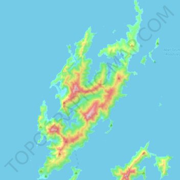 Topografische Karte d'Urville Island, Höhe, Relief