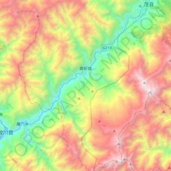Topografische Karte 南新镇, Höhe, Relief