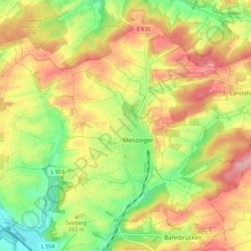 Topografische Karte Menzingen, Höhe, Relief